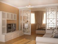 Design della stanza tranquilla: due zone camera da letto, foto